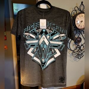 American Fighter Ombre Shiny Tee Size S NWT (Manufacturer Defect on Back)